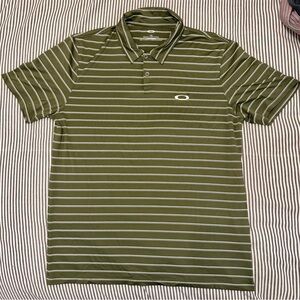 Oakley Men's Olive Striped Polo Shirt